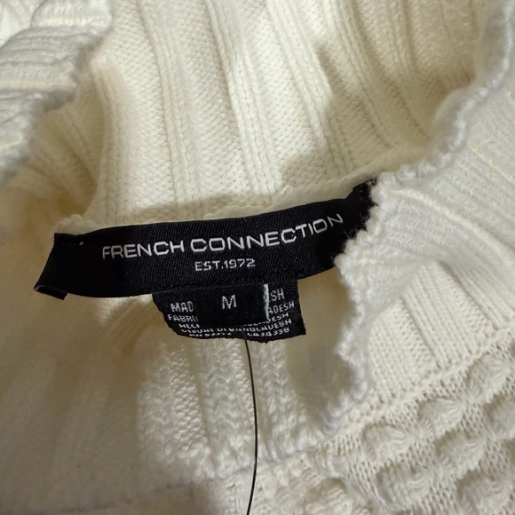 FRENCH CONNECTION Mozart Popcorn High Neck Ribbed Sweater Top Winter White Sz M - Picture 4 of 6